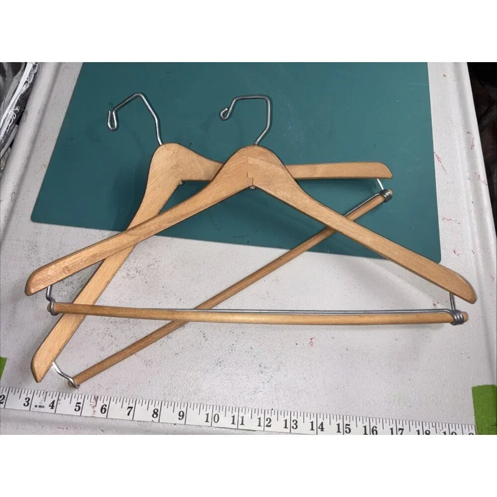 Nagels Lt Brown Wooden Suit‎ Jacket Pants Hanger Set Of 2 17”